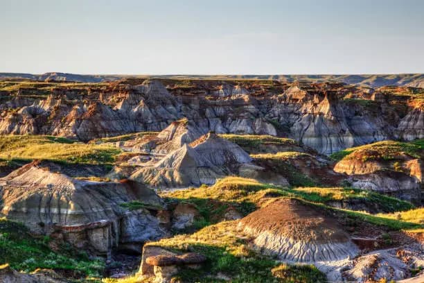 Badlands camping experience at Dinosaur Provincial Park with unique rock formations